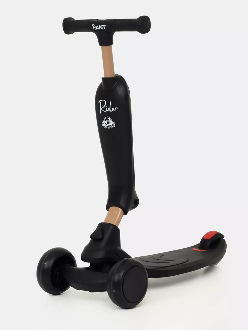 Беговел-самокат Rant Rider со светящимися колесами черный