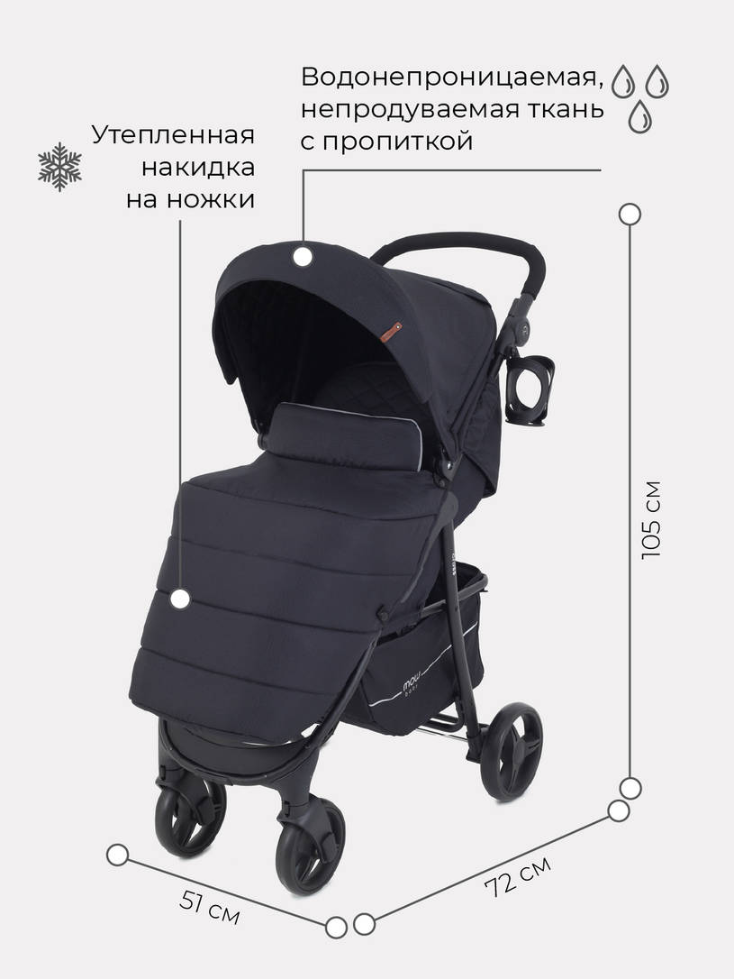 Коляска прогулочная Mowbaby Cross Gold Black