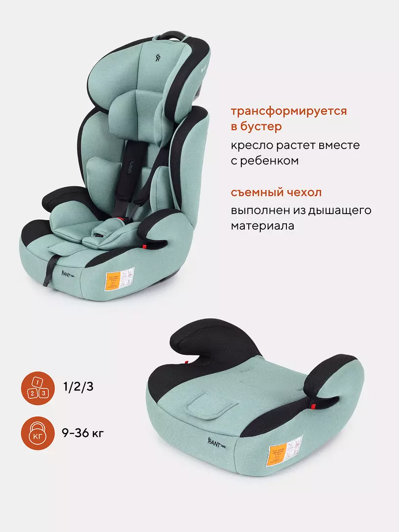 Автокресло Rant Basic Spark 1/2/3 (9-36 кг) Green
