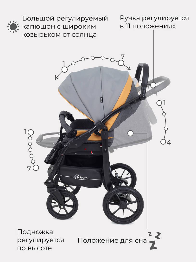 Коляска 2 в 1 Rant Patio Grey/yellow