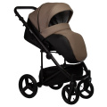 Коляска 2 в 1 Indigo Tour Eco, Te 04 (Черная кожа + Темно-бежевая кожа)
