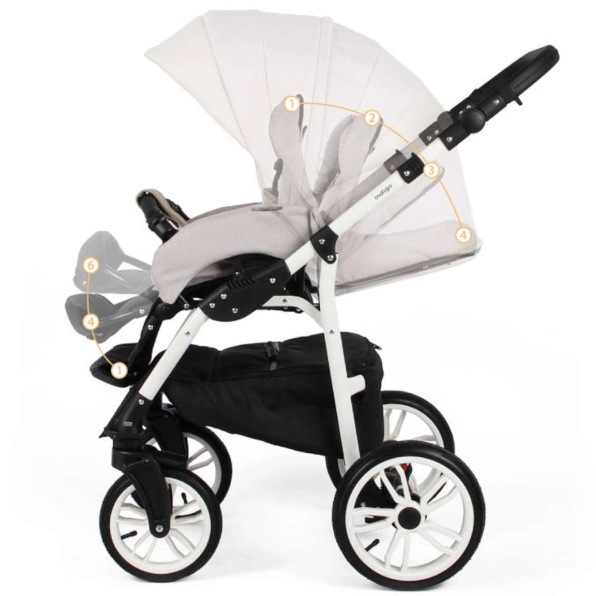 Коляска 2 в 1 Indigo, In 01 (Бежевый)