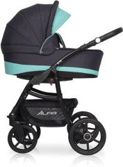Коляска 3 в 1 Riko Basic Alfa Ecco 04 черно-голубой