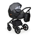 Коляска 2 в 1 Indigo MIO - Mi 07 (черная кожа+черный узор)