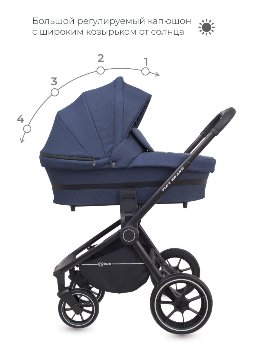 Коляска 3 в 1 Rant Flex Grand Jeans Blue синий