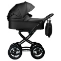 Коляска 2 в 1 Indigo Barbara Eco Classic, Be 03 (Черная кожа)
