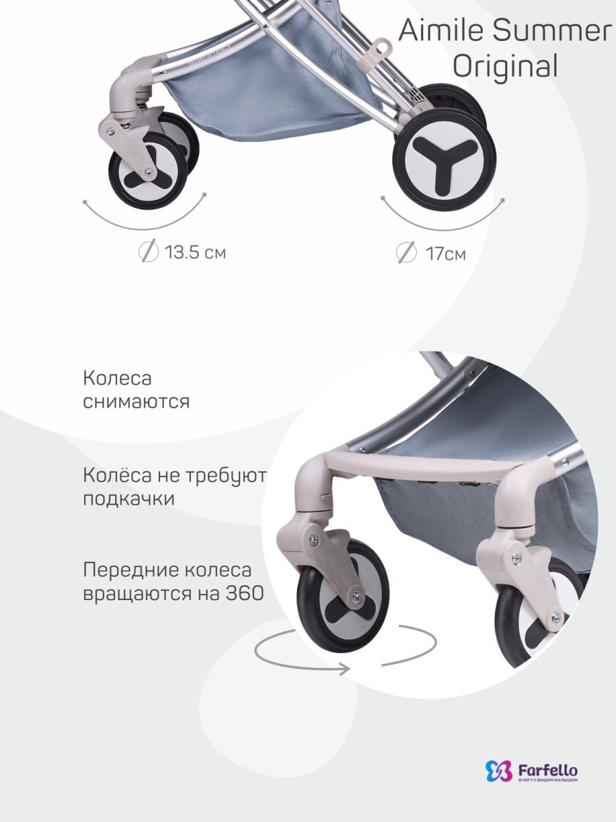 Коляска детская Farfello Aimile Summer Original (Pearl) Стальной Серый ASP-1