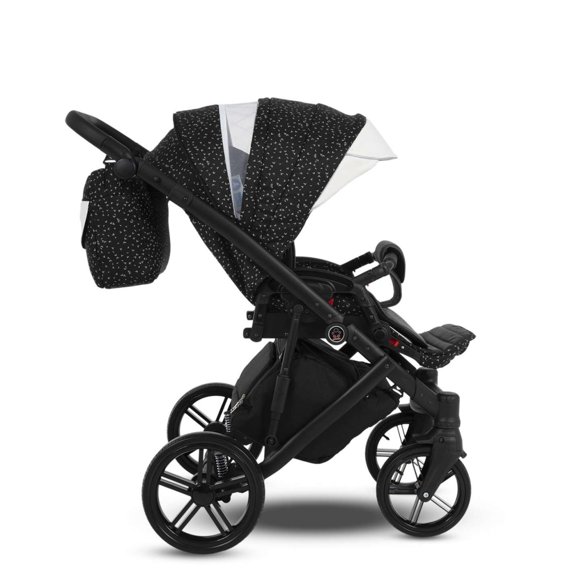 Коляска Camarelo Avenger 3 в 1 черный жаккард/белая экокожа