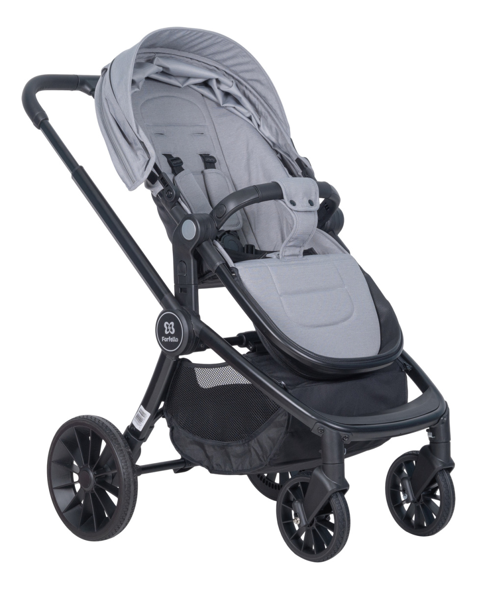 Коляска модульная 2в1 Farfello Baby shell BBS (BBS-19 Light grey/Светло серый/черная рама)