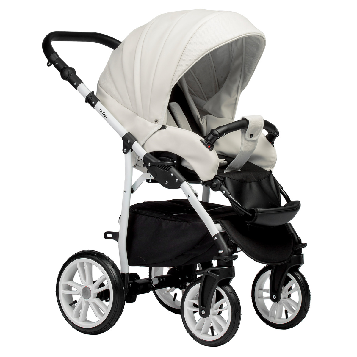 Коляска 2 в 1 Indigo Special, Is 01 (Белая кожа)