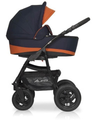 Коляска 2 в 1 Riko Basic Alfa 04 черно-оранжевый
