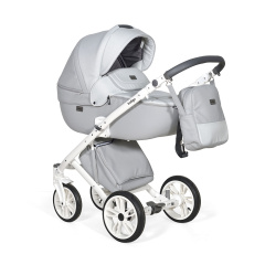 Коляска 2 в 1 Indigo PORTO - Po 02 (св.серая кожа+св.серый лен)