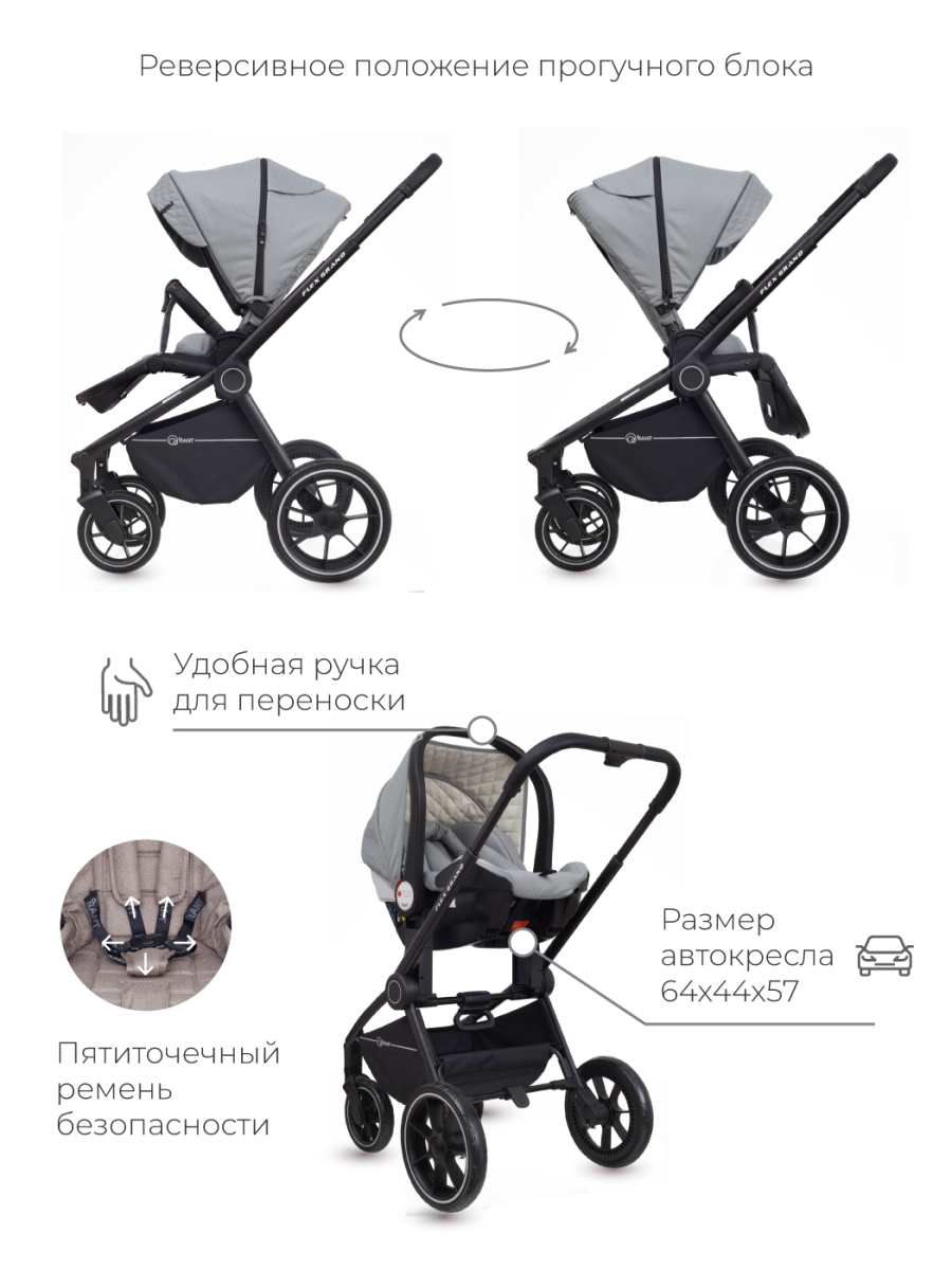 Коляска 3 в 1 Rant Flex Grand Green Tea зеленый