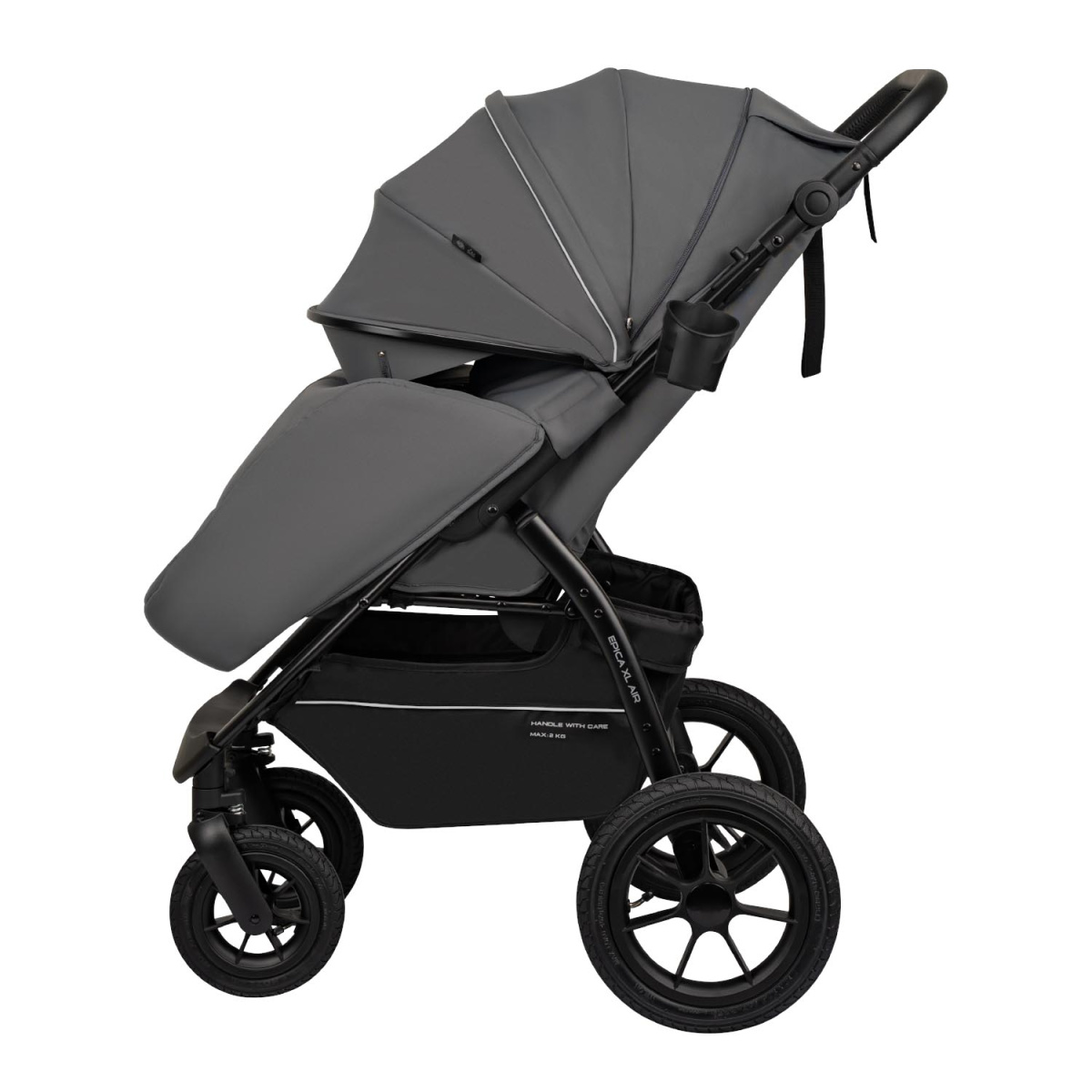 Коляска прогулочная Indigo EPICA XL AIR с сумкой темно-серый