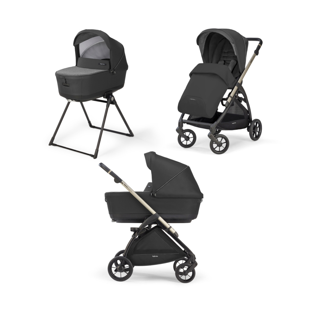 Коляска 2 в 1 Inglesina Electa с подставкой под люльку Stand Up, Upper Black