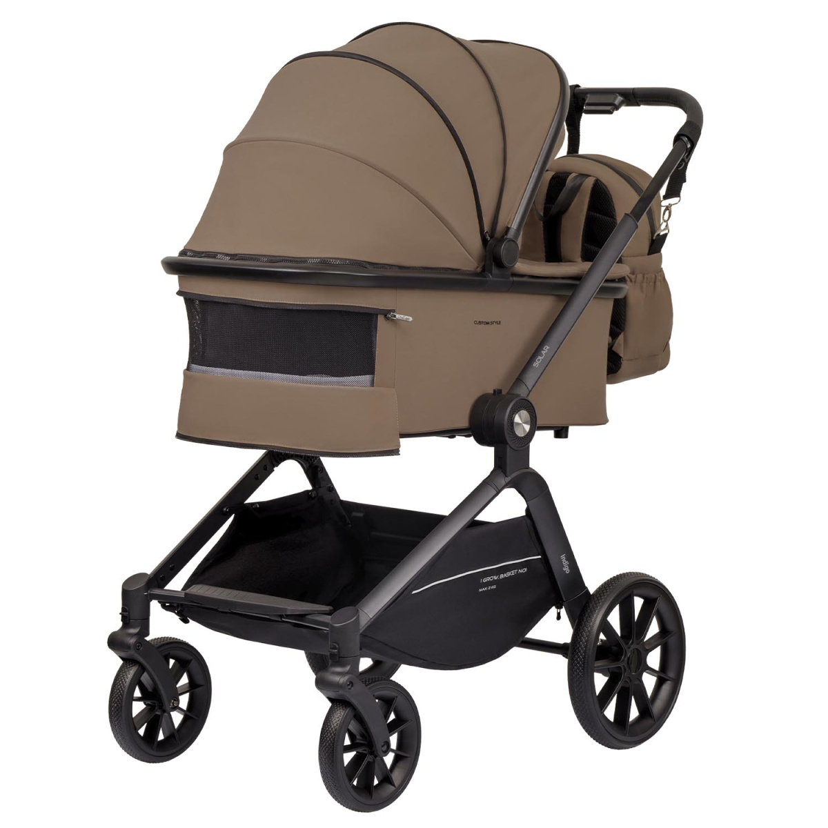 Коляска 2 в 1 Indigo SOLAR темно-бежевый