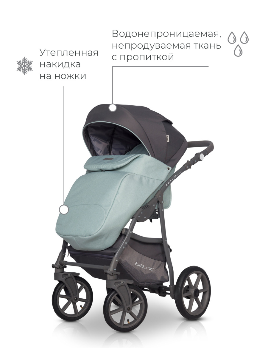 Коляска 3 в 1 Riko Basic Bella Pastel 02 ментоловый