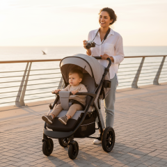 Коляска прогулочная Indigo EPICA XL AIR с сумкой светло-серый