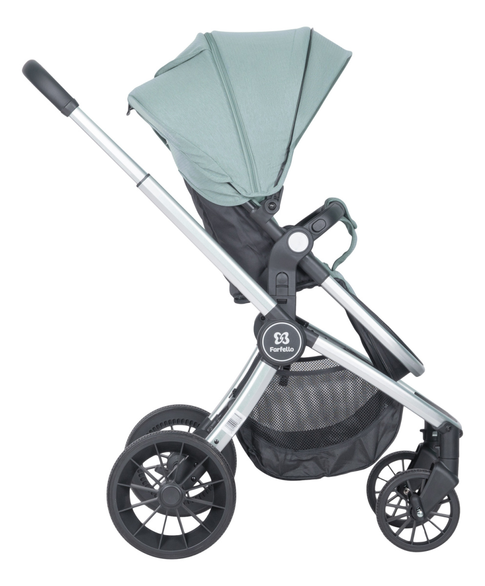 Коляска модульная 3 в 1 Farfello Baby shell BBS (BBS-33 green/зеленый/ серебро)