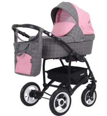 Коляска 3 в 1 Rant Nova 04 серый-розовый