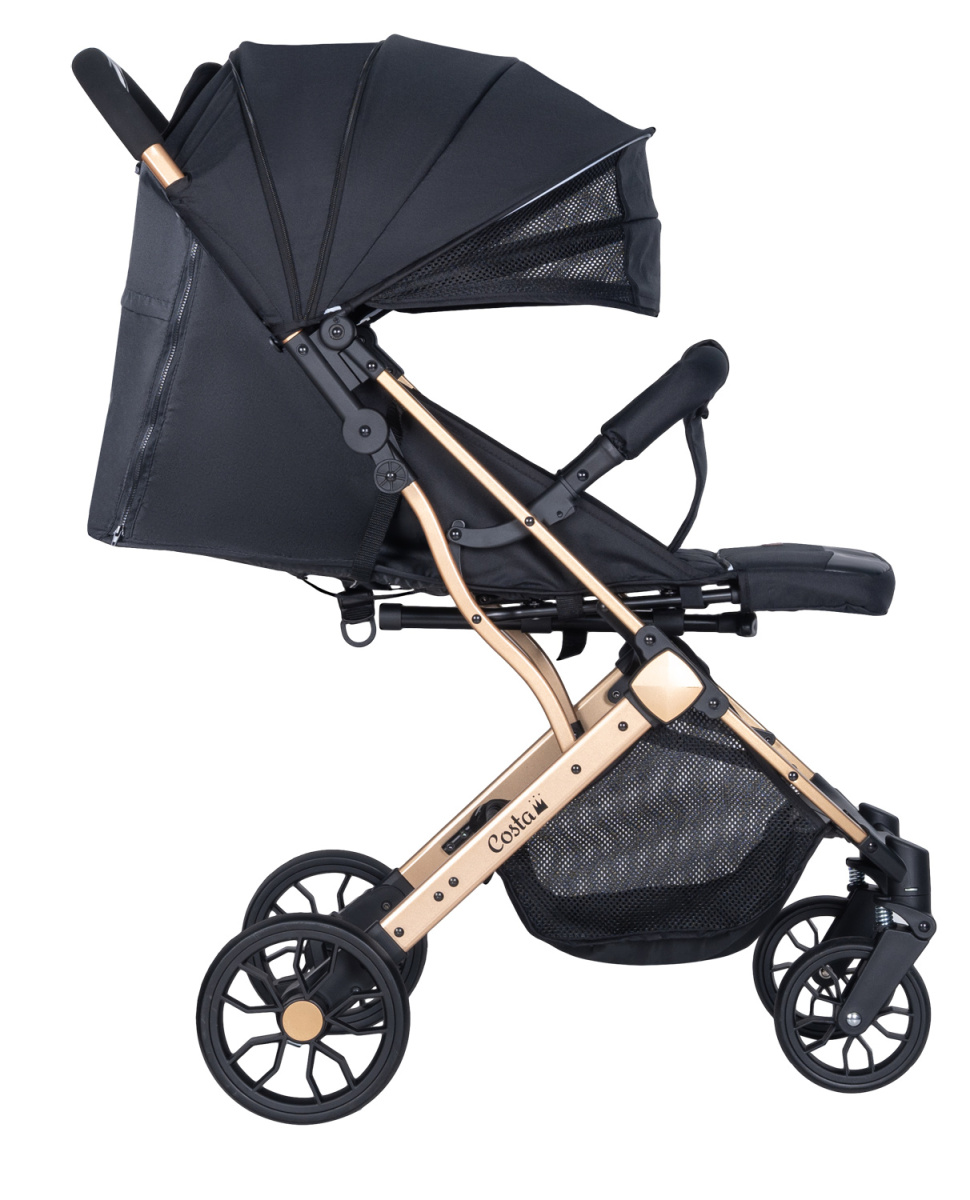 Коляска детская прогулочная Farfello COSTA Linda Gold (black/ черный L-2)