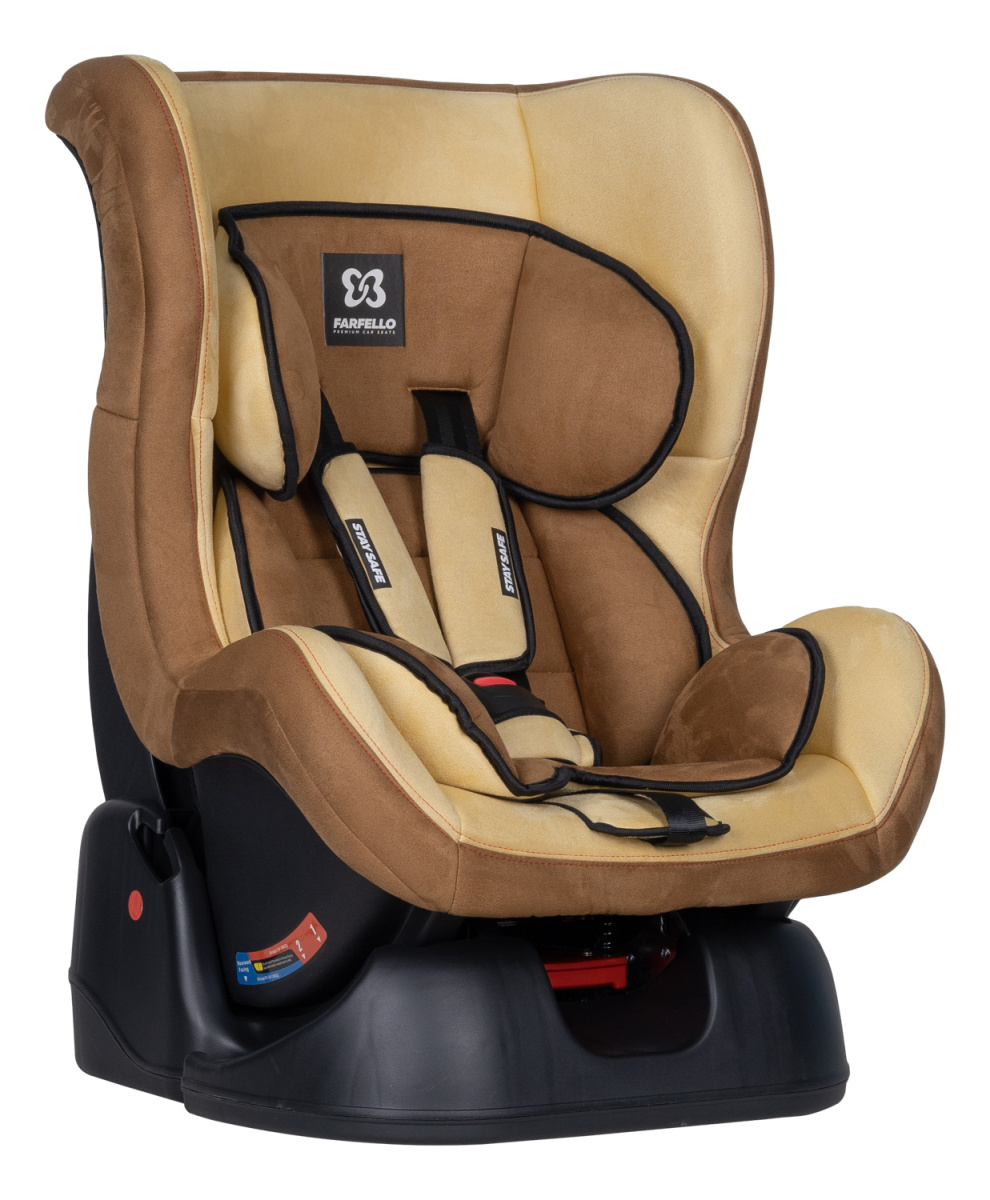 Автокресло детское Farfello GE-E велюр коричнево-бежевое brown+beige