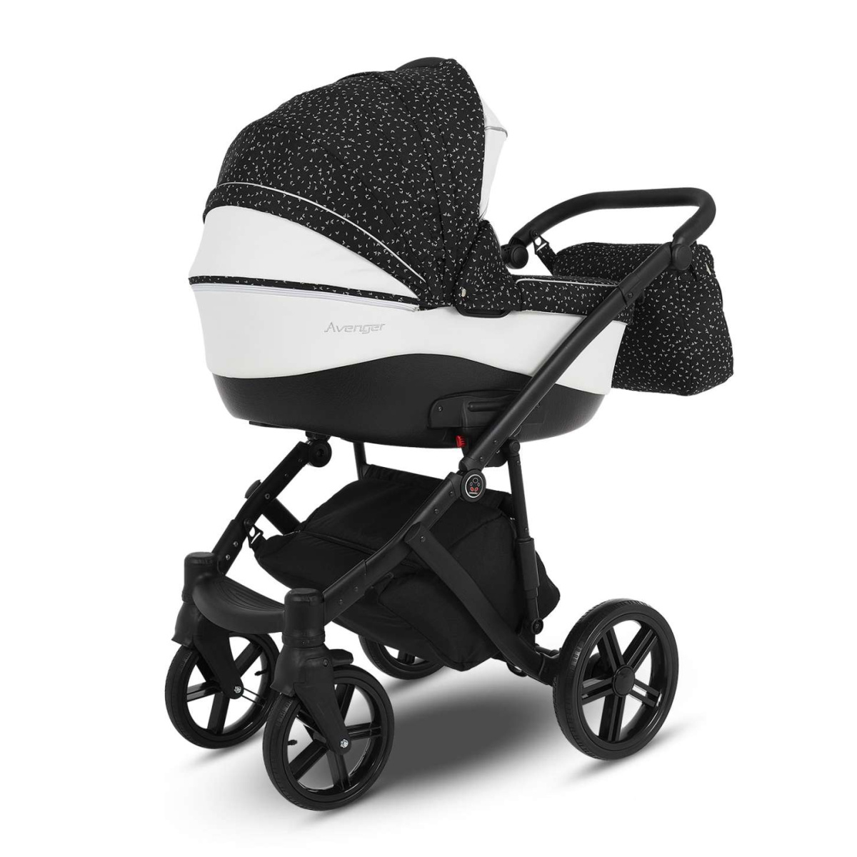 Коляска Camarelo Avenger 3 в 1 черный жаккард/белая экокожа